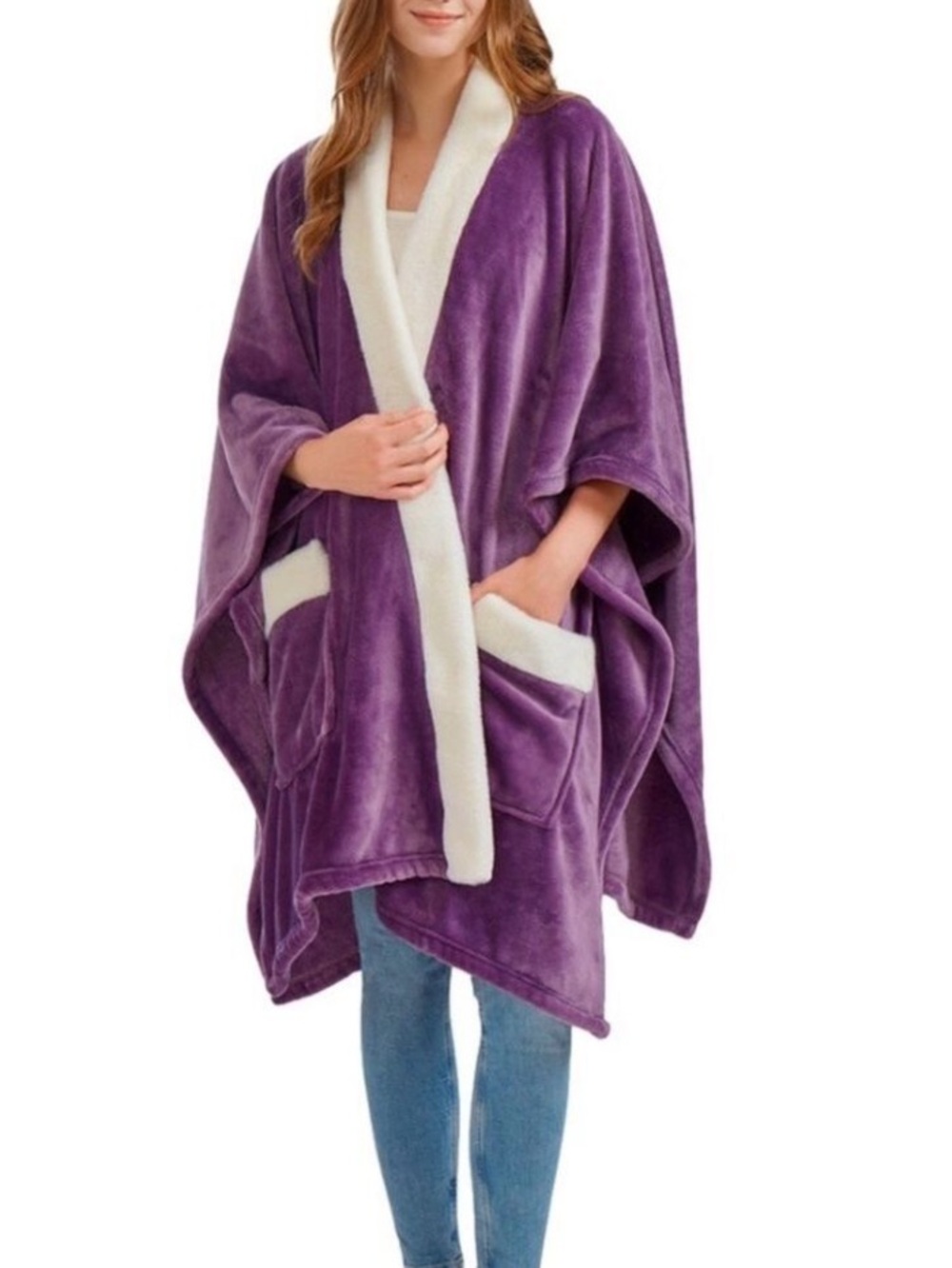 Camping Wrap Robe Purple Wrap Coat Deep Large Pockets So Soft New! 5 Star OSFM